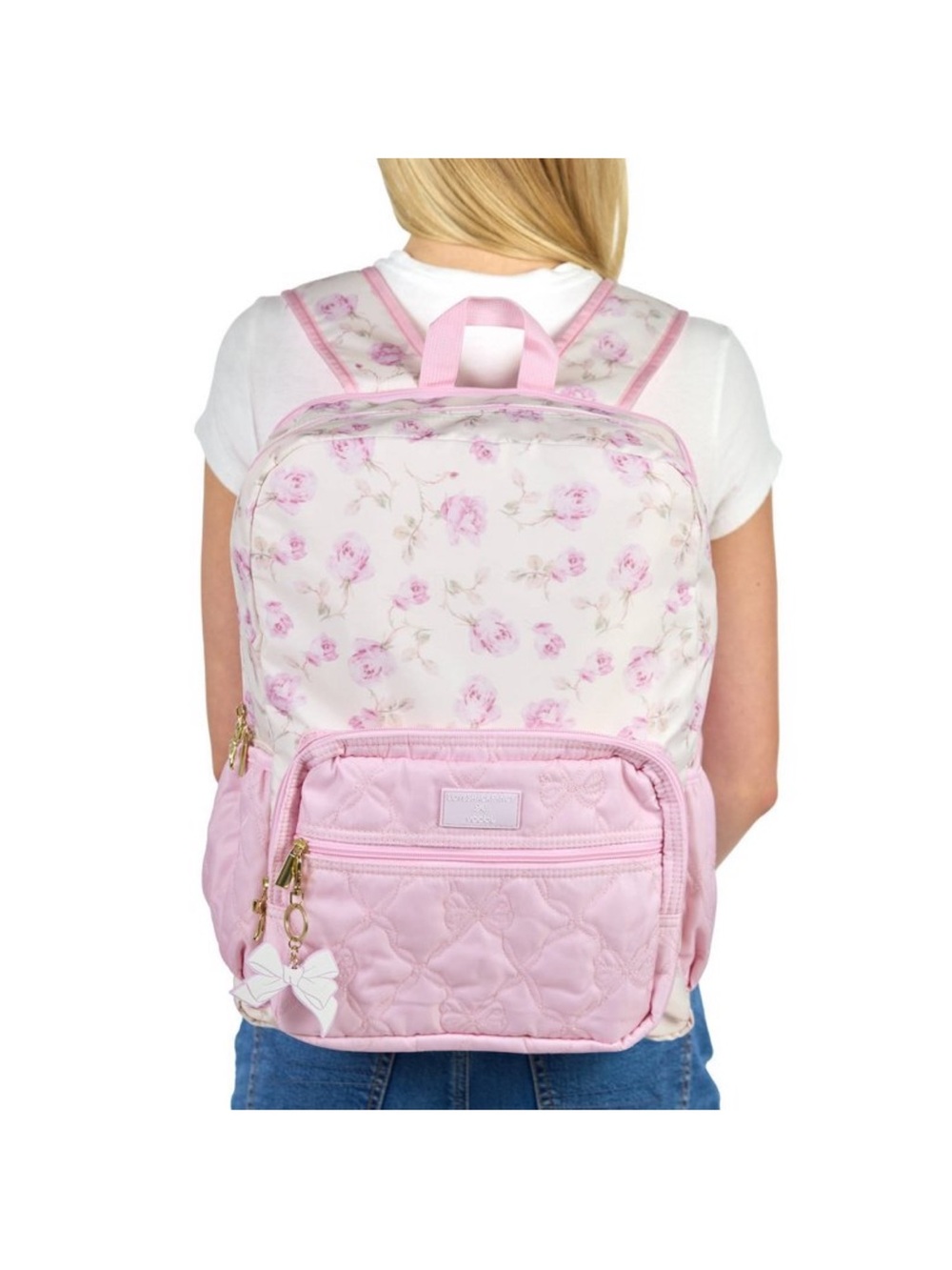 LoveShackFancy Pink Floral Quilted Kids Backpack NWT
